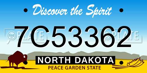 7C53362 North Dakota License Plate