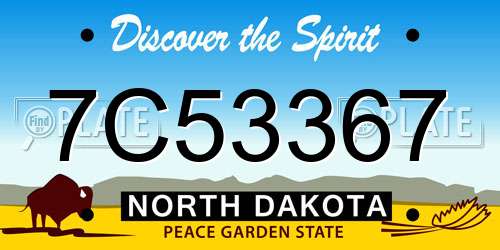 7C53367 North Dakota License Plate