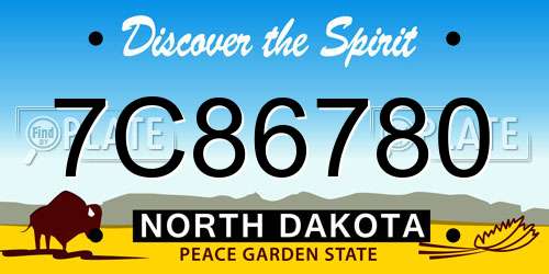 7C86780 North Dakota License Plate
