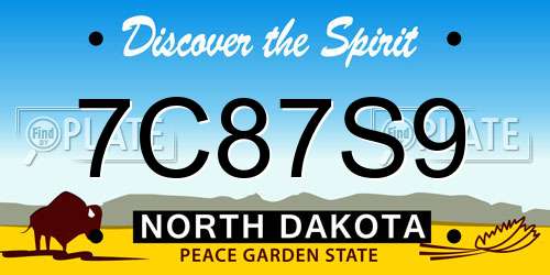 7C87S9 North Dakota License Plate