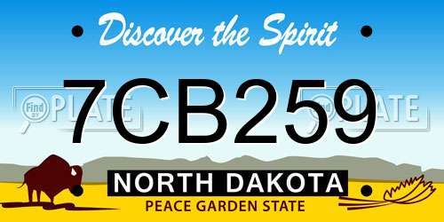 7CB259 North Dakota License Plate