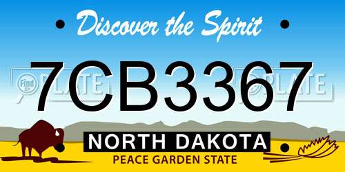 7CB3367 North Dakota License Plate