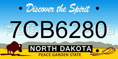 7CB6280 North Dakota License Plate