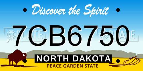 7CB6750 North Dakota License Plate