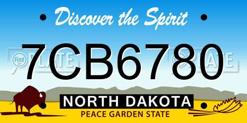 7CB6780 North Dakota License Plate