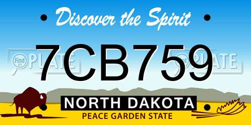 7CB759 North Dakota License Plate