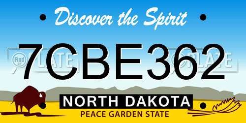 7CBE362 North Dakota License Plate