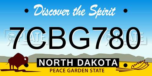 7CBG780 North Dakota License Plate