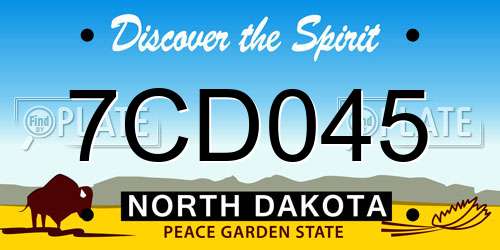 7CD045 North Dakota License Plate
