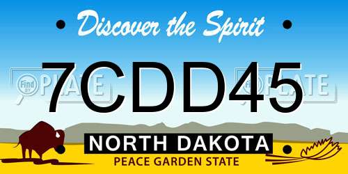7CDD45 North Dakota License Plate