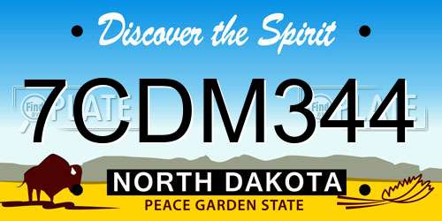 7CDM344 North Dakota License Plate