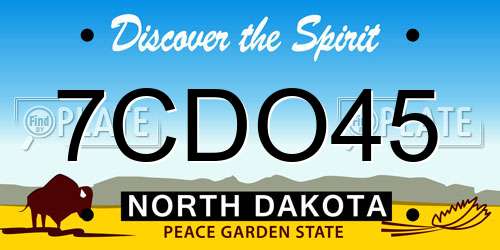 7CDO45 North Dakota License Plate