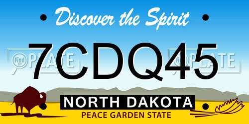 7CDQ45 North Dakota License Plate