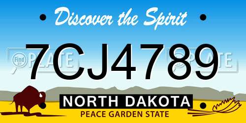 7CJ4789 North Dakota License Plate