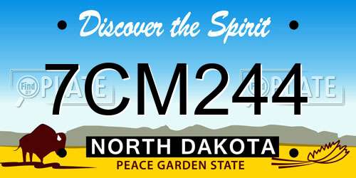 7CM244 North Dakota License Plate