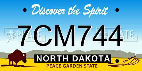 7CM744 North Dakota License Plate
