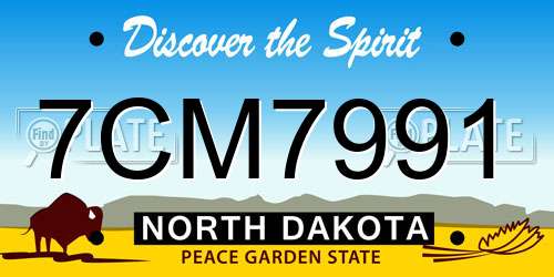 7CM7991 North Dakota License Plate