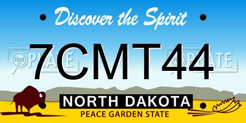 7CMT44 North Dakota License Plate