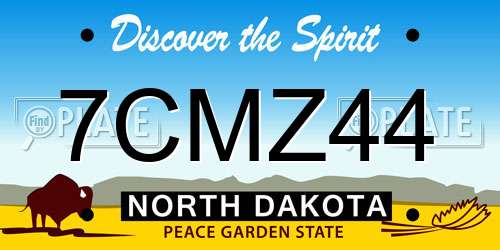 7CMZ44 North Dakota License Plate