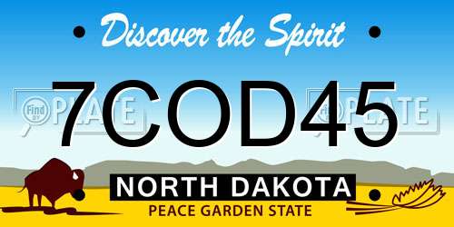 7COD45 North Dakota License Plate