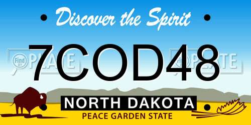 7COD48 North Dakota License Plate
