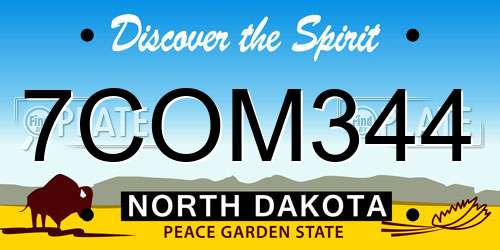 7COM344 North Dakota License Plate