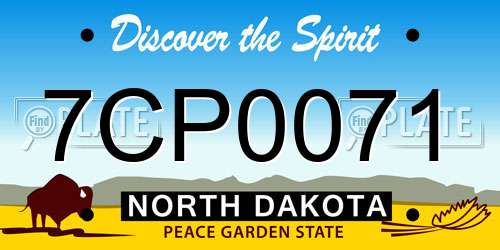 7CP0071 North Dakota License Plate