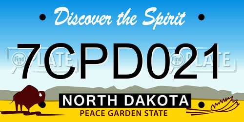 7CPD021 North Dakota License Plate