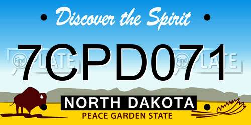 7CPD071 North Dakota License Plate