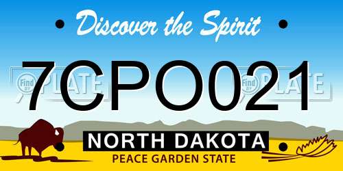 7CPO021 North Dakota License Plate