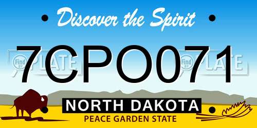 7CPO071 North Dakota License Plate