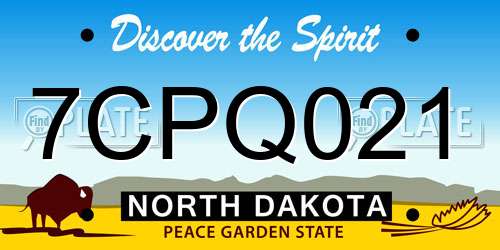 7CPQ021 North Dakota License Plate