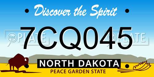 7CQ045 North Dakota License Plate