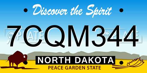 7CQM344 North Dakota License Plate