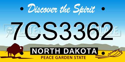7CS3362 North Dakota License Plate