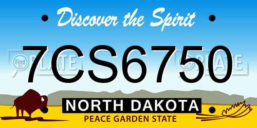 7CS6750 North Dakota License Plate