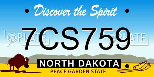 7CS759 North Dakota License Plate
