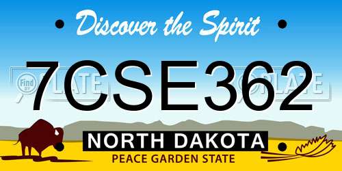 7CSE362 North Dakota License Plate