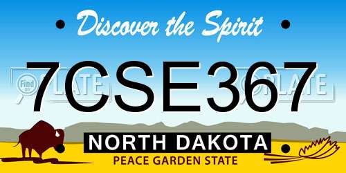 7CSE367 North Dakota License Plate