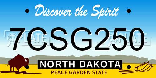 7CSG250 North Dakota License Plate