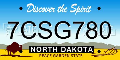 7CSG780 North Dakota License Plate