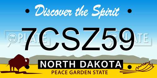7CSZ59 North Dakota License Plate