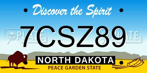 7CSZ89 North Dakota License Plate