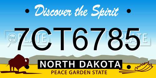 7CT6785 North Dakota License Plate