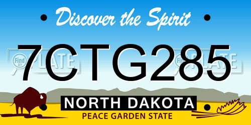 7CTG285 North Dakota License Plate