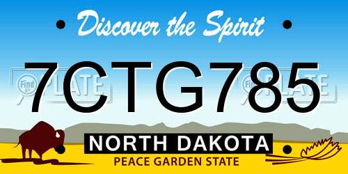 7CTG785 North Dakota License Plate