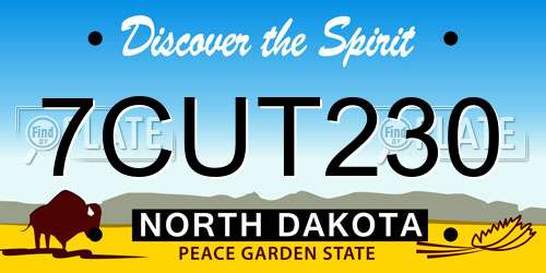 7CUT230 North Dakota License Plate