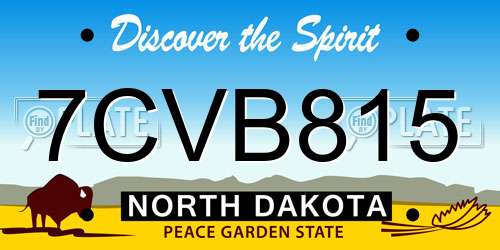 7CVB815 North Dakota License Plate