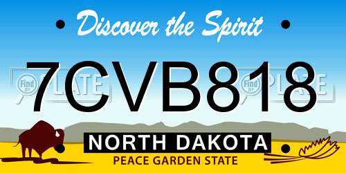 7CVB818 North Dakota License Plate