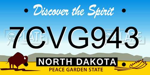7CVG943 North Dakota License Plate